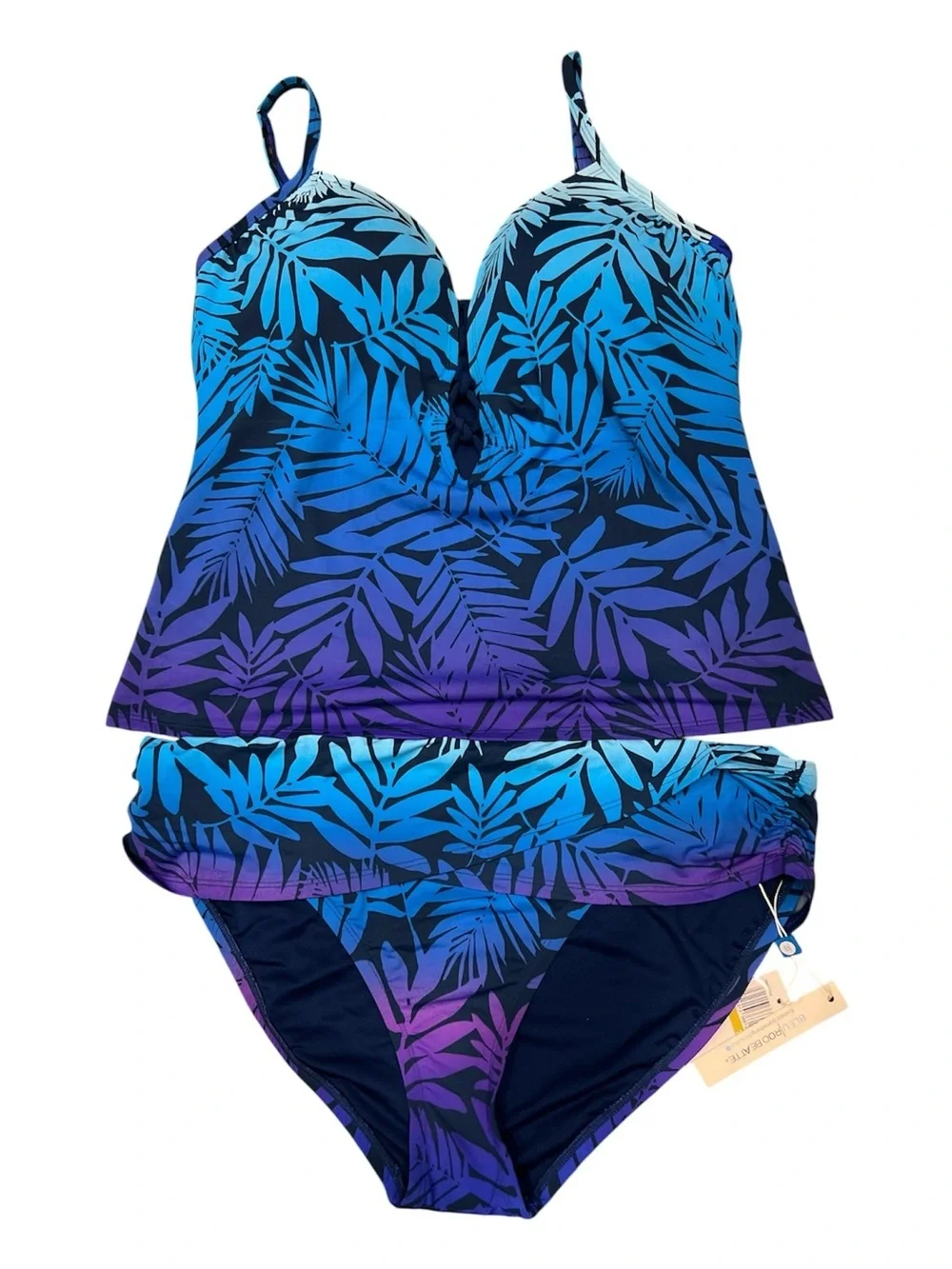 NWT’S Bleu Rod Beattie Swimsuit Bikini 2pc set Lattice Front Tankini SZ 14